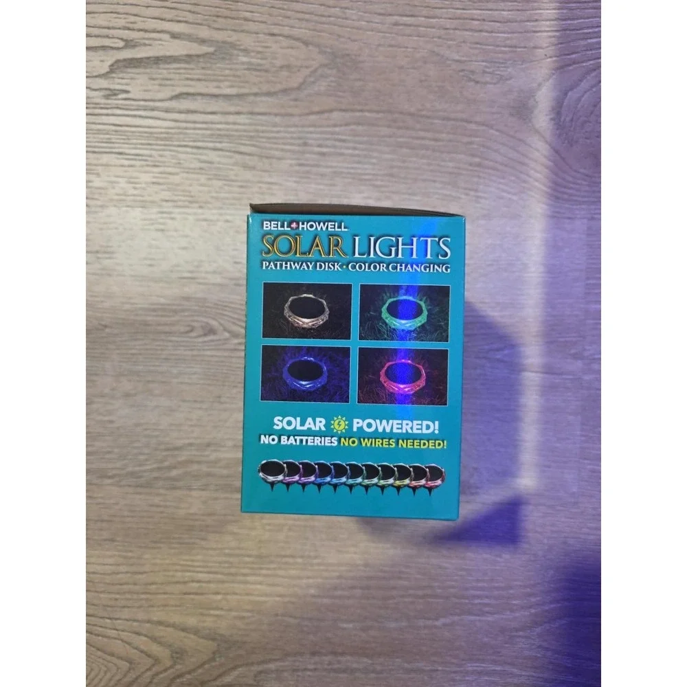 Bell + Howell Solar Lights Pathway Disk Color Changing LED 4 Pack Outdoor